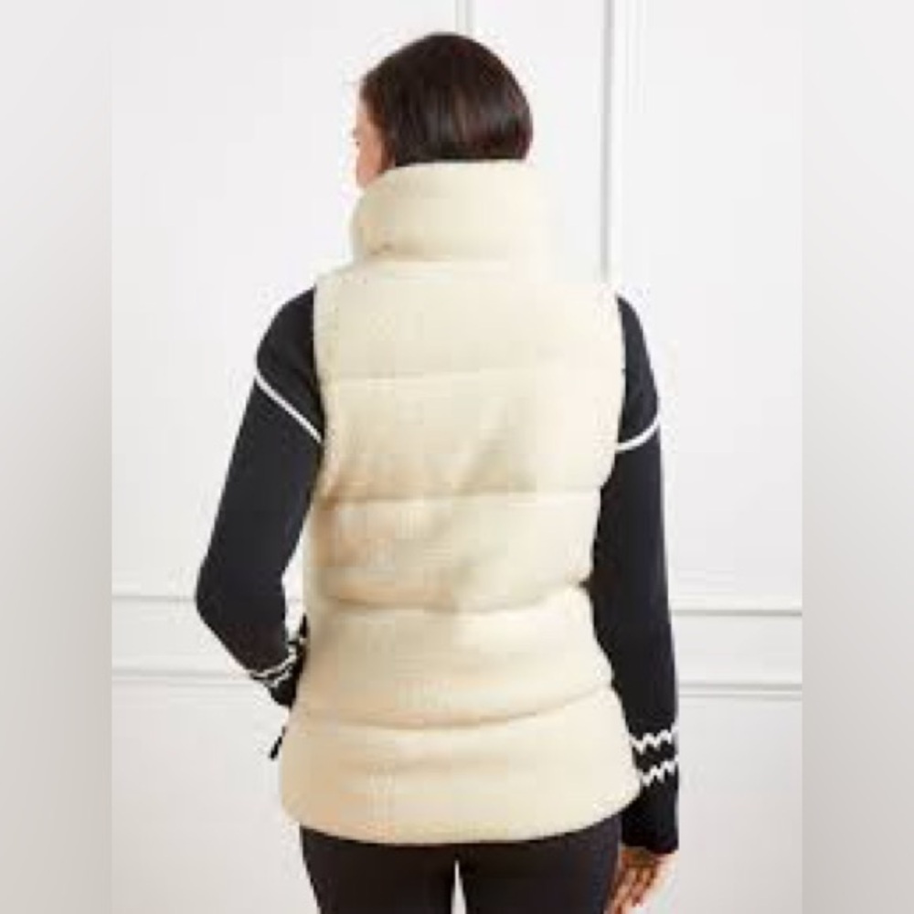 T by Talbots Quilted Sherpa Cream & Black Puffer Vest size Large - Picture 2 of 11